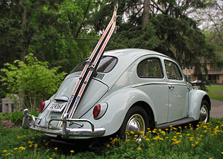 1964 VW Beetle with ski rack