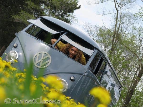 John Snell in his 1959 Double Door Panel Van