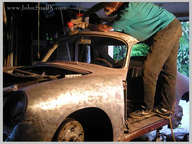 paint stripping a porsche 356